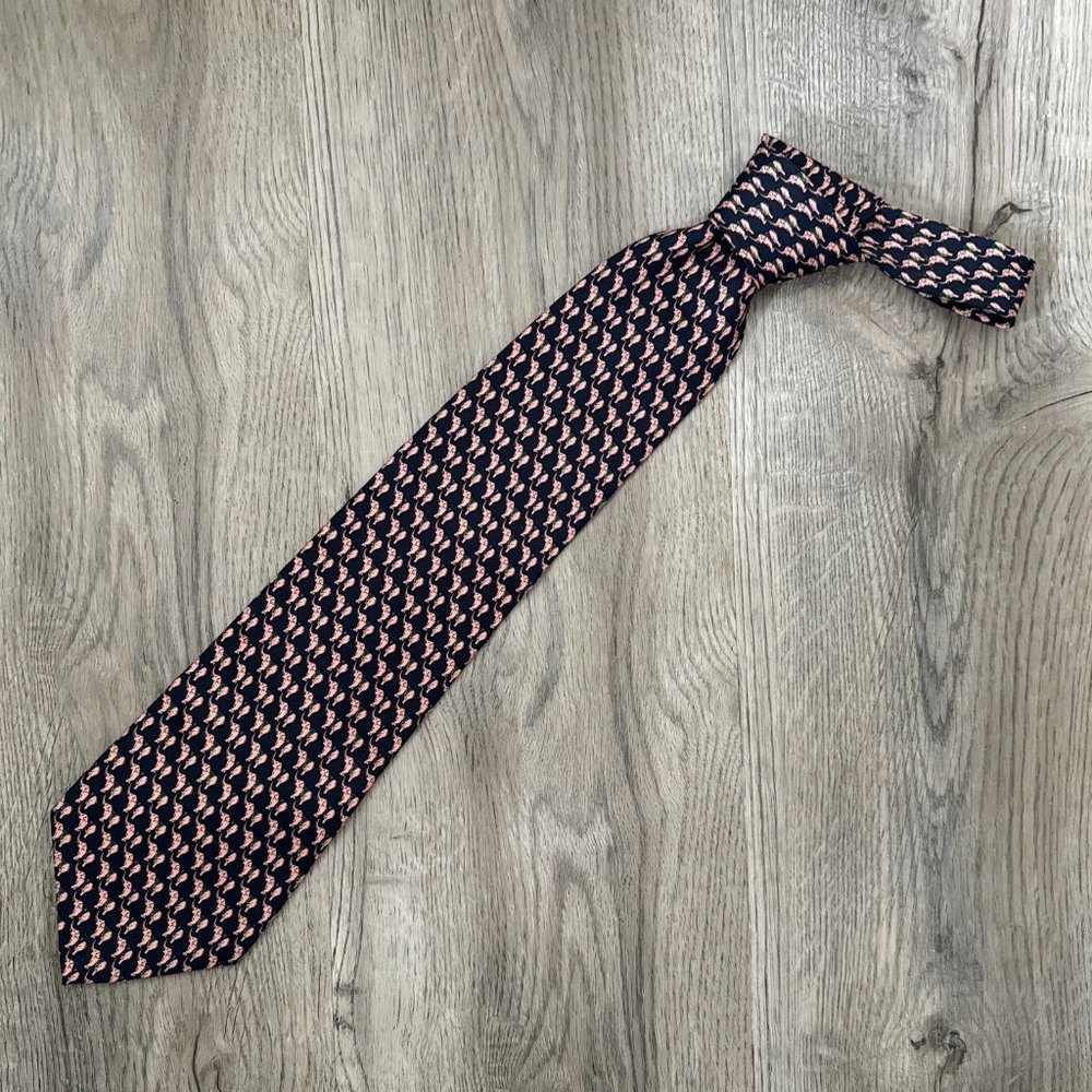 100% Silk Handmade In Spain Fumagalli's Republican GOP Pink Elephant Necktie Tie